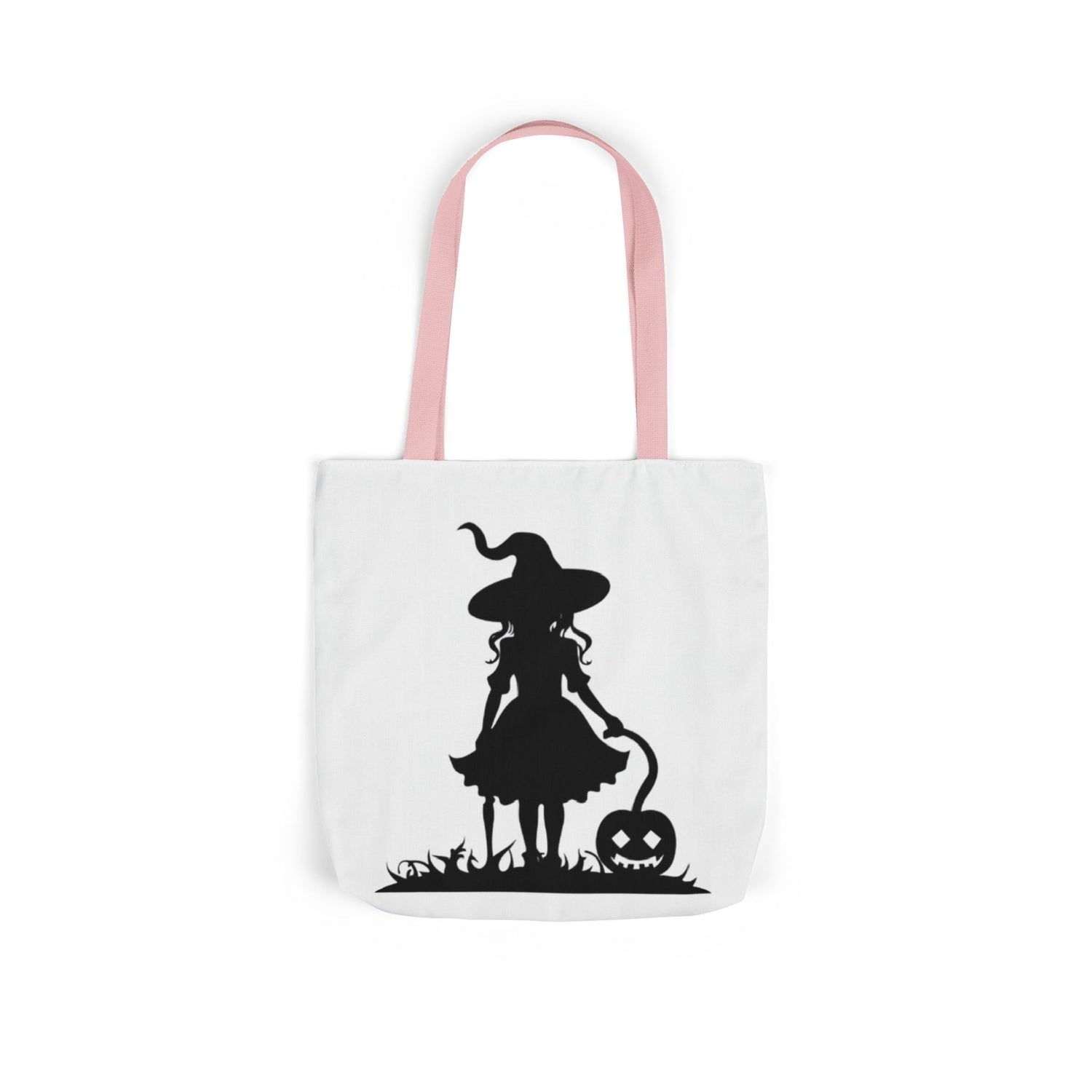 Halloween Witch Canvas Tote Bag, Spooky Treat Bag, Autumn Market Tote, Trick-or-Treat Bag, Gift for Witches, Seasonal Accessories Printify