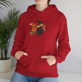 Halloween Witch and Cat Hoodie, Cozy Fall Sweatshirt, Scary Night Apparel, Unisex Ghostly Sweatshirt, Cute Halloween Gift Printify