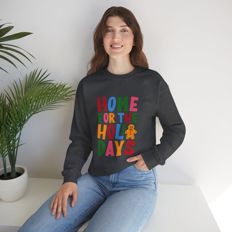 Home for the Holidays Crewneck Sweatshirt, Festive Sweater, Winter Apparel, Christmas Gift, Cozy Holiday Wear Printify