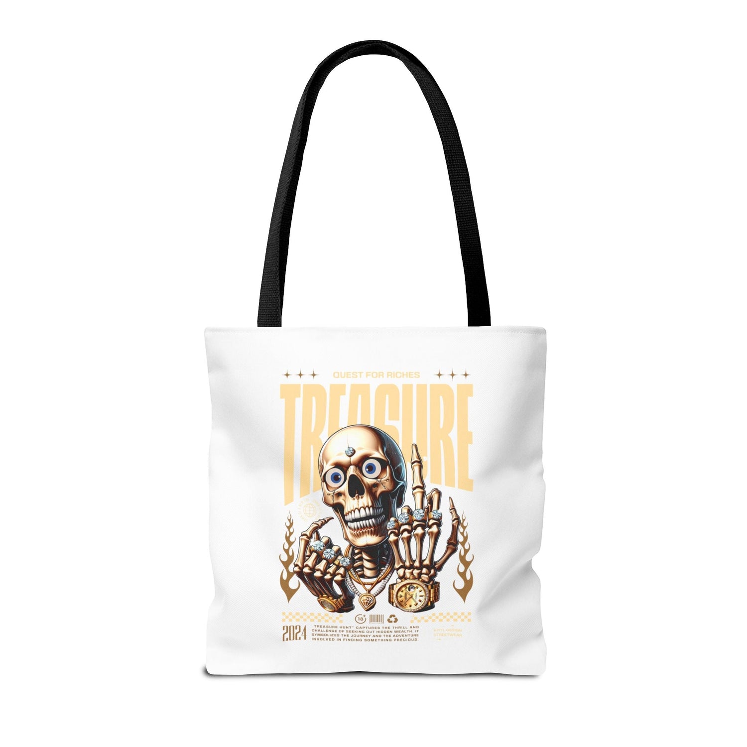 Treasure Hunting Tote Bag, Skull Design, Fun Beach Bag, Unique Gift for Adventurers, Perfect for Everyday Use Printify