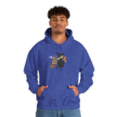 Halloween Witch and Cat Hoodie, Cozy Fall Sweatshirt, Scary Night Apparel, Unisex Ghostly Sweatshirt, Cute Halloween Gift Printify