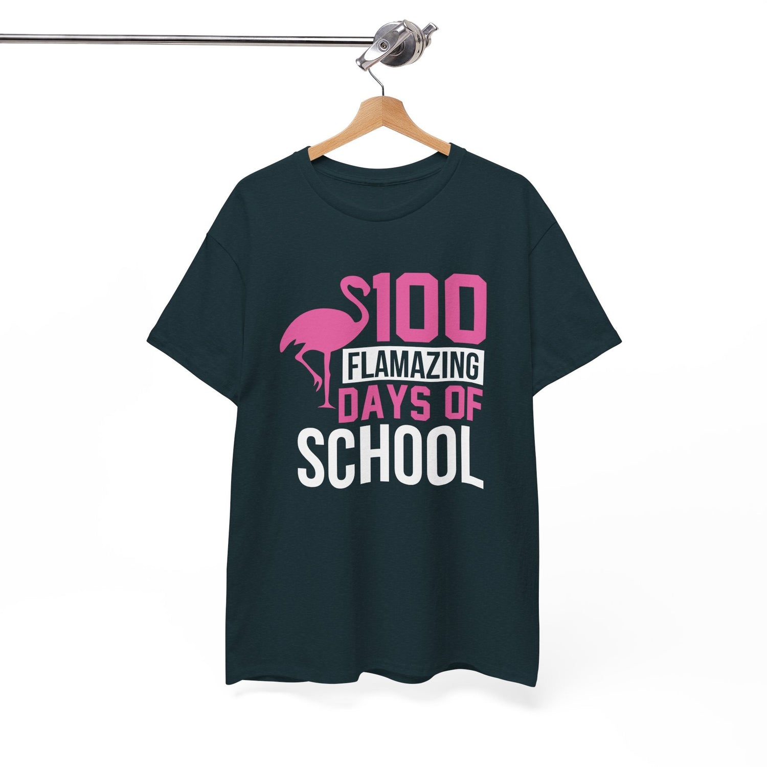 100 Flamingo Days of School Unisex Tee, Fun Classroom Shirt, Back to School Gift, Children&
