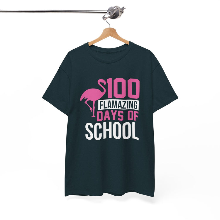100 Flamingo Days of School Unisex Tee, Fun Classroom Shirt, Back to School Gift, Children&
