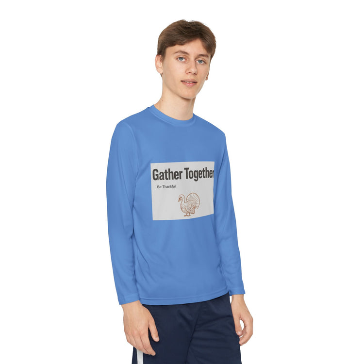 Thanksgiving Youth Long Sleeve Tee, Gather Together Shirt, Kids Long Sleeve Shirt, Family Celebration Apparel, Holiday Gift Printify