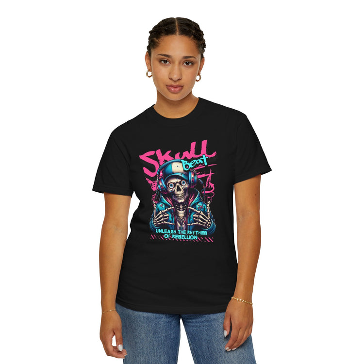 Skull Beat Unisex T-Shirt - Music Lover Graphic Tee, Halloween Costume, Premium Cotton Streetwear Gift for Men & Women, Alternative Fashion Printify