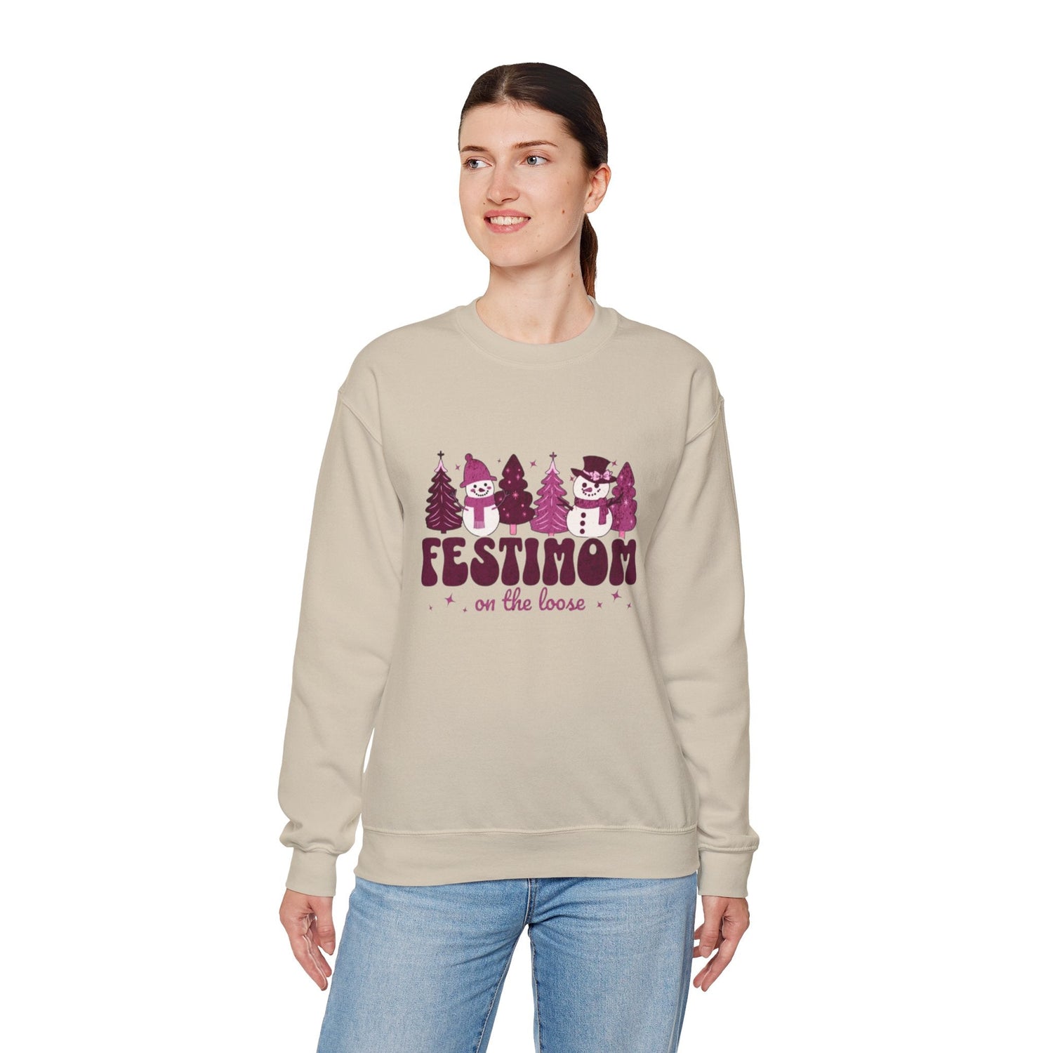 Festive Crewneck Sweatshirt with Fun Holiday Design, Cozy Winter Wear, Christmas Gift, Comfy Sweater, Unisex Holiday Apparel Printify
