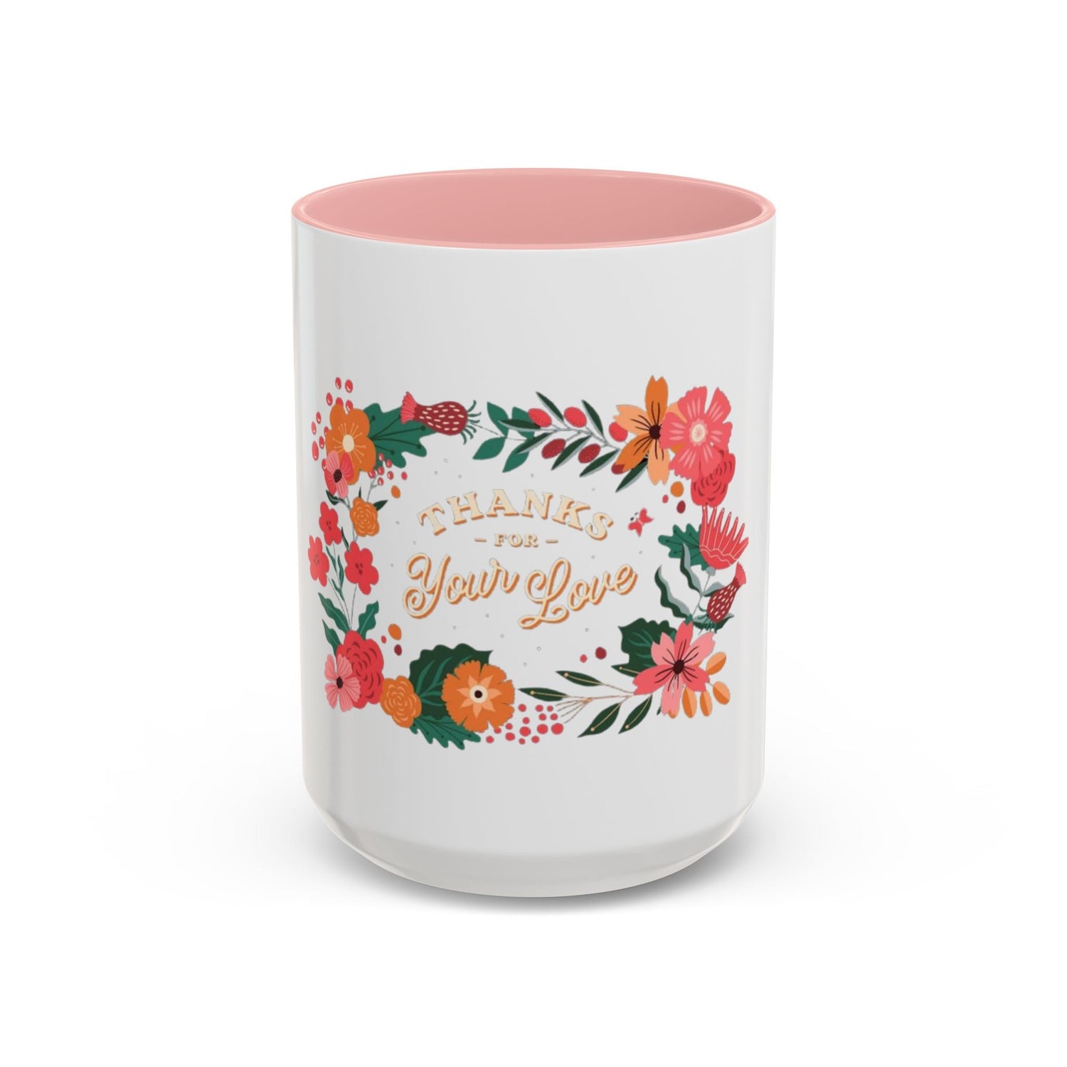 Floral Love Coffee Mug, Personalized Gift for Her, Wedding Favor, Inspirational Drinkware, Home Decor, 11oz, 15oz Printify