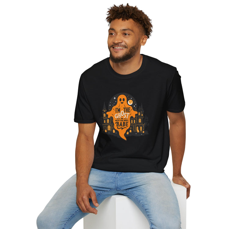 Halloween Ghost T-Shirt, Unisex Softstyle Tee for Halloween, Cute Halloween Shirt, Fall Festive Wear, Funny Ghost Design Printify