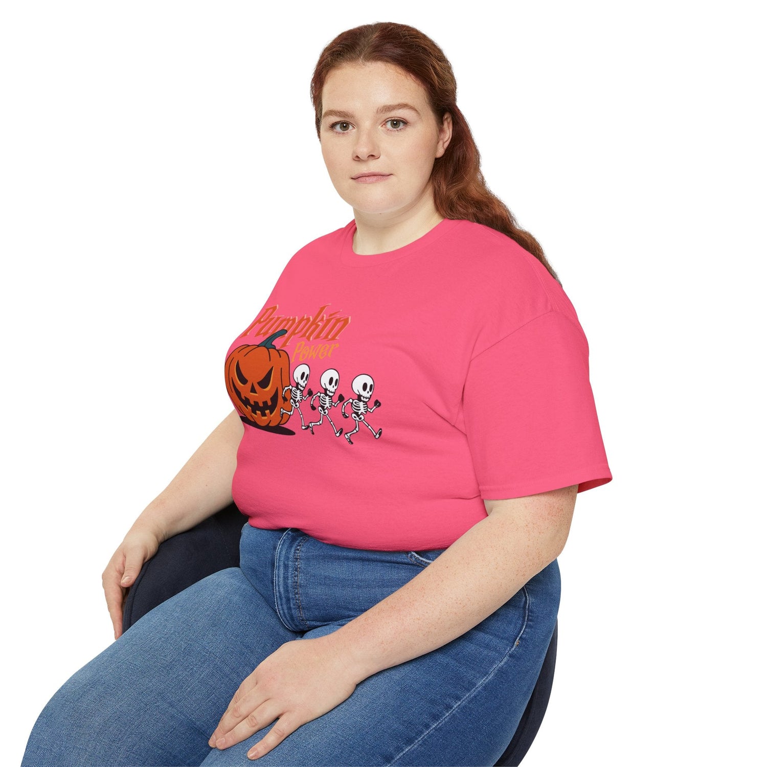 Halloween Skeleton Pumpkin Tee, Spooky Graphic Shirt, Unisex Fall Fashion, Halloween Costume Top, Fun October Apparel Printify