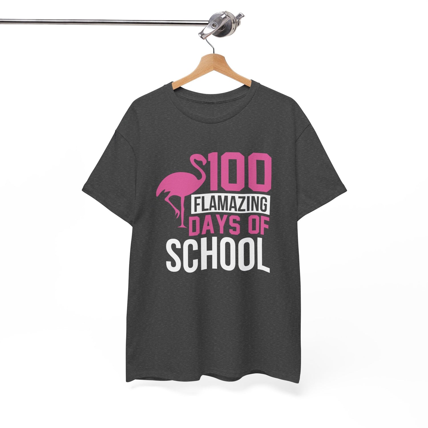100 Flamingo Days of School Unisex Tee, Fun Classroom Shirt, Back to School Gift, Children&