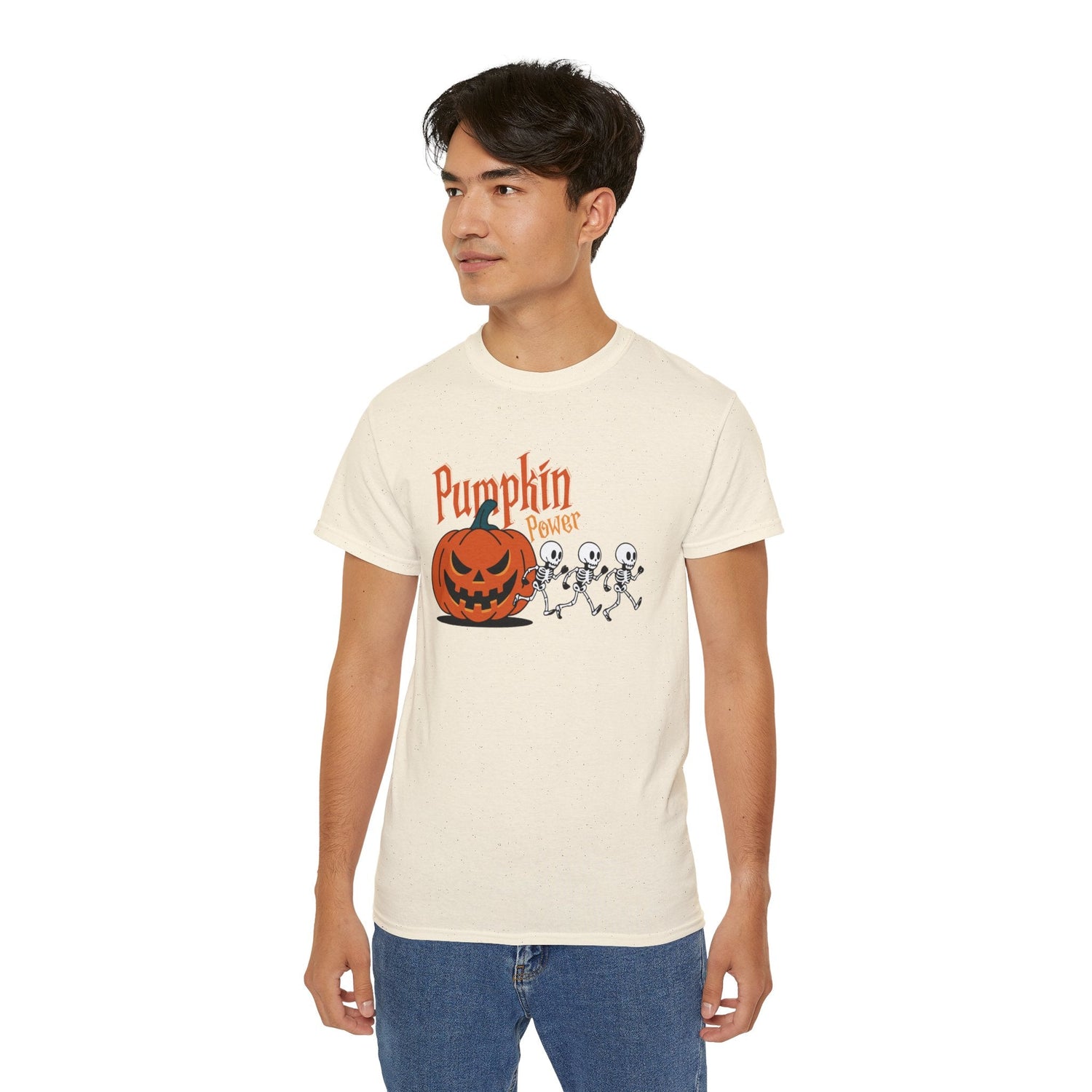 Halloween Skeleton Pumpkin Tee, Spooky Graphic Shirt, Unisex Fall Fashion, Halloween Costume Top, Fun October Apparel Printify