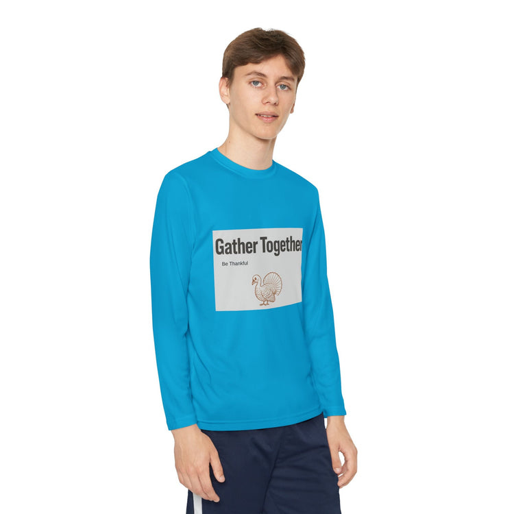 Thanksgiving Youth Long Sleeve Tee, Gather Together Shirt, Kids Long Sleeve Shirt, Family Celebration Apparel, Holiday Gift Printify
