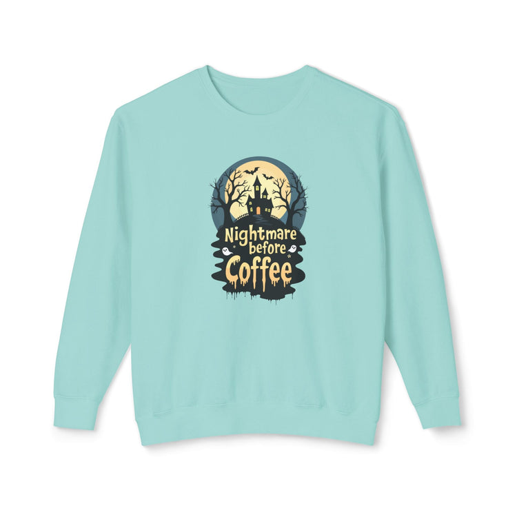 Unisex Lightweight Crewneck Sweatshirt - Nightmare Before Coffee Printify