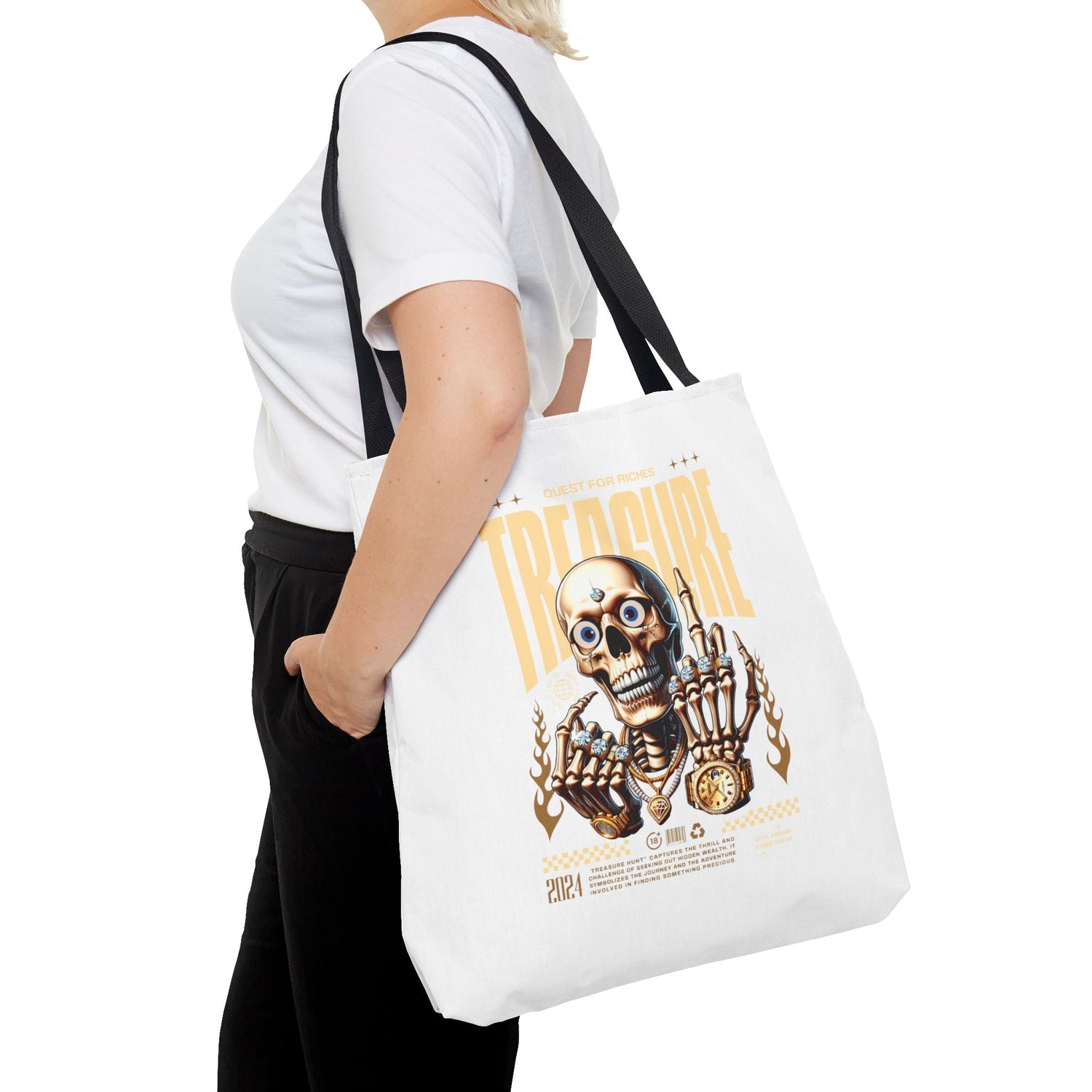 Treasure Hunting Tote Bag, Skull Design, Fun Beach Bag, Unique Gift for Adventurers, Perfect for Everyday Use Printify