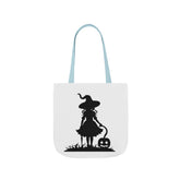 Halloween Witch Canvas Tote Bag, Spooky Treat Bag, Autumn Market Tote, Trick-or-Treat Bag, Gift for Witches, Seasonal Accessories Printify