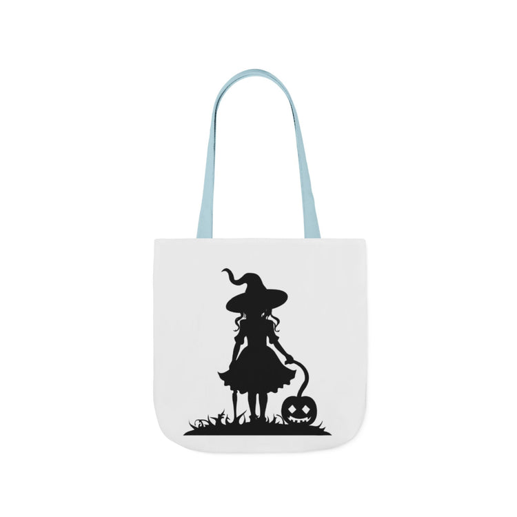 Halloween Witch Canvas Tote Bag, Spooky Treat Bag, Autumn Market Tote, Trick-or-Treat Bag, Gift for Witches, Seasonal Accessories Printify