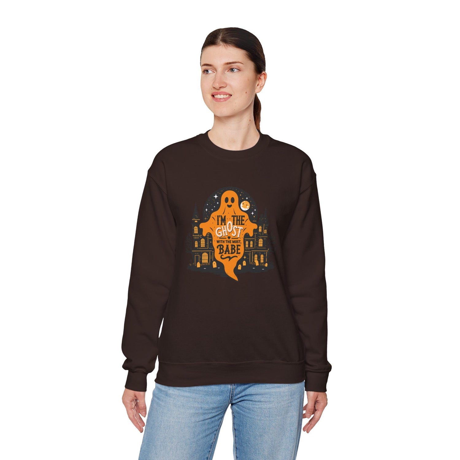 Unisex Halloween Ghost Sweatshirt - Spooky Vibes, Cozy Apparel, Perfect for Fall, Ghost Lover Gift, Halloween Celebration Printify