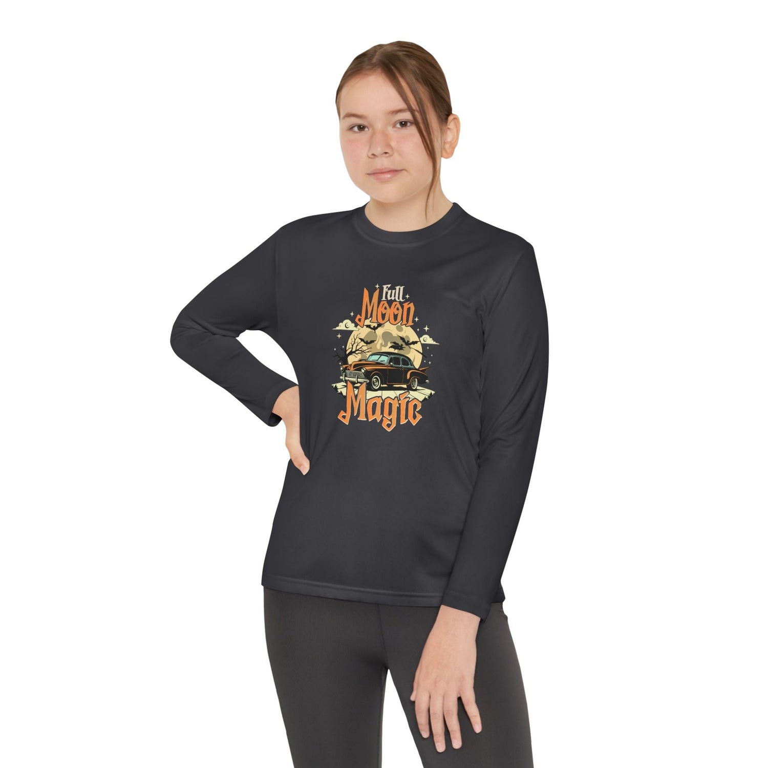 Youth Long Sleeve Competitor Tee - Vibrant Graphic Tee for Kids, Perfect for Casual Outings, Halloween, Parties, Everyday Wear, Unique [...] Printify