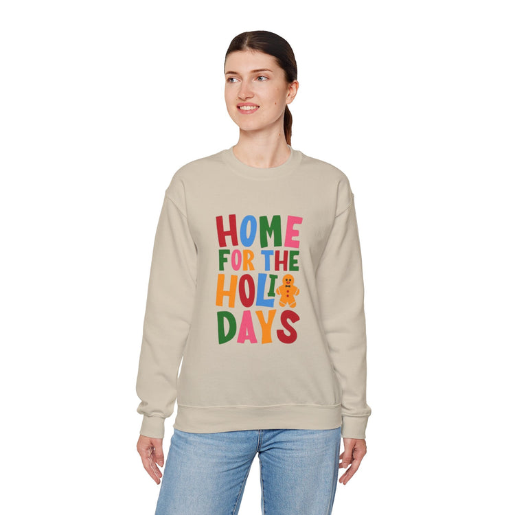 Home for the Holidays Crewneck Sweatshirt, Festive Sweater, Winter Apparel, Christmas Gift, Cozy Holiday Wear Printify