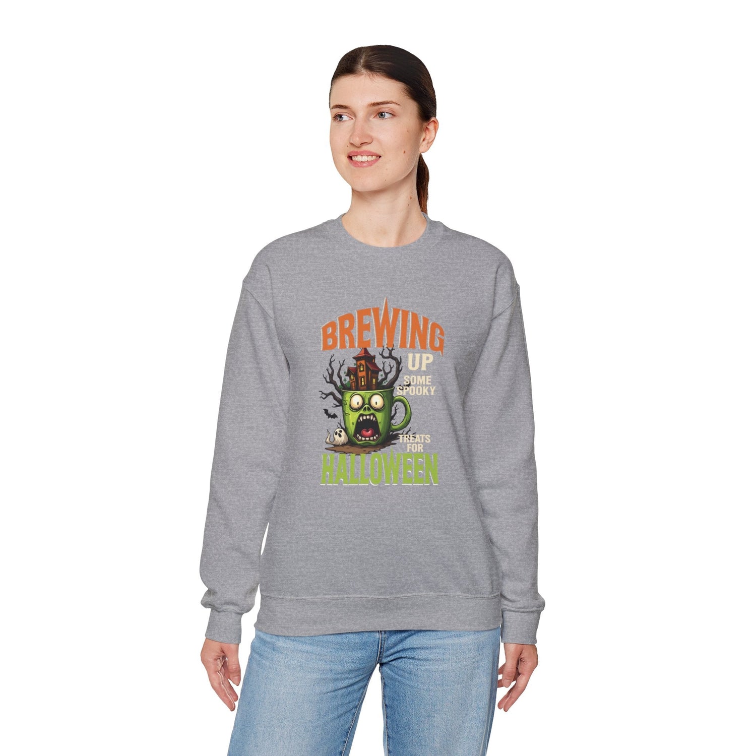 Skull Floral Crewneck Sweatshirt, Unisex Pullover Sweater, Halloween Apparel, Cozy Gift, Trendy Streetwear Printify