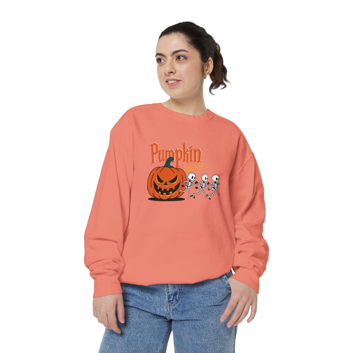 Pumpkin Skeleton Sweatshirt, Cozy Fall Apparel, Halloween Gift, Unisex Sweatshirt, Autumn Fashion Printify