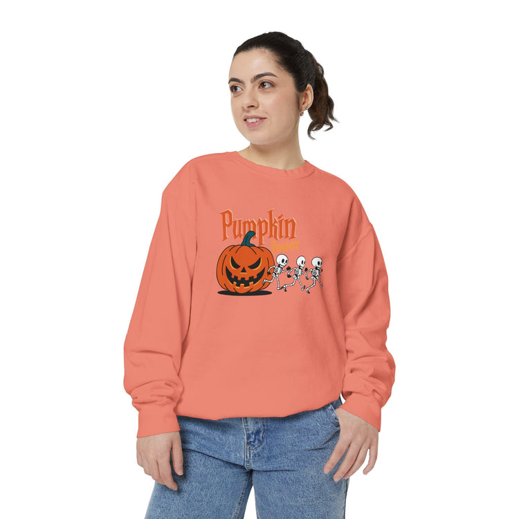 Pumpkin Skeleton Sweatshirt, Cozy Fall Apparel, Halloween Gift, Unisex Sweatshirt, Autumn Fashion Printify