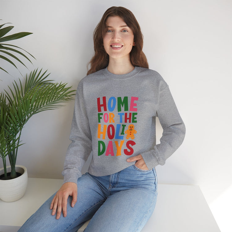 Home for the Holidays Crewneck Sweatshirt, Festive Sweater, Winter Apparel, Christmas Gift, Cozy Holiday Wear Printify