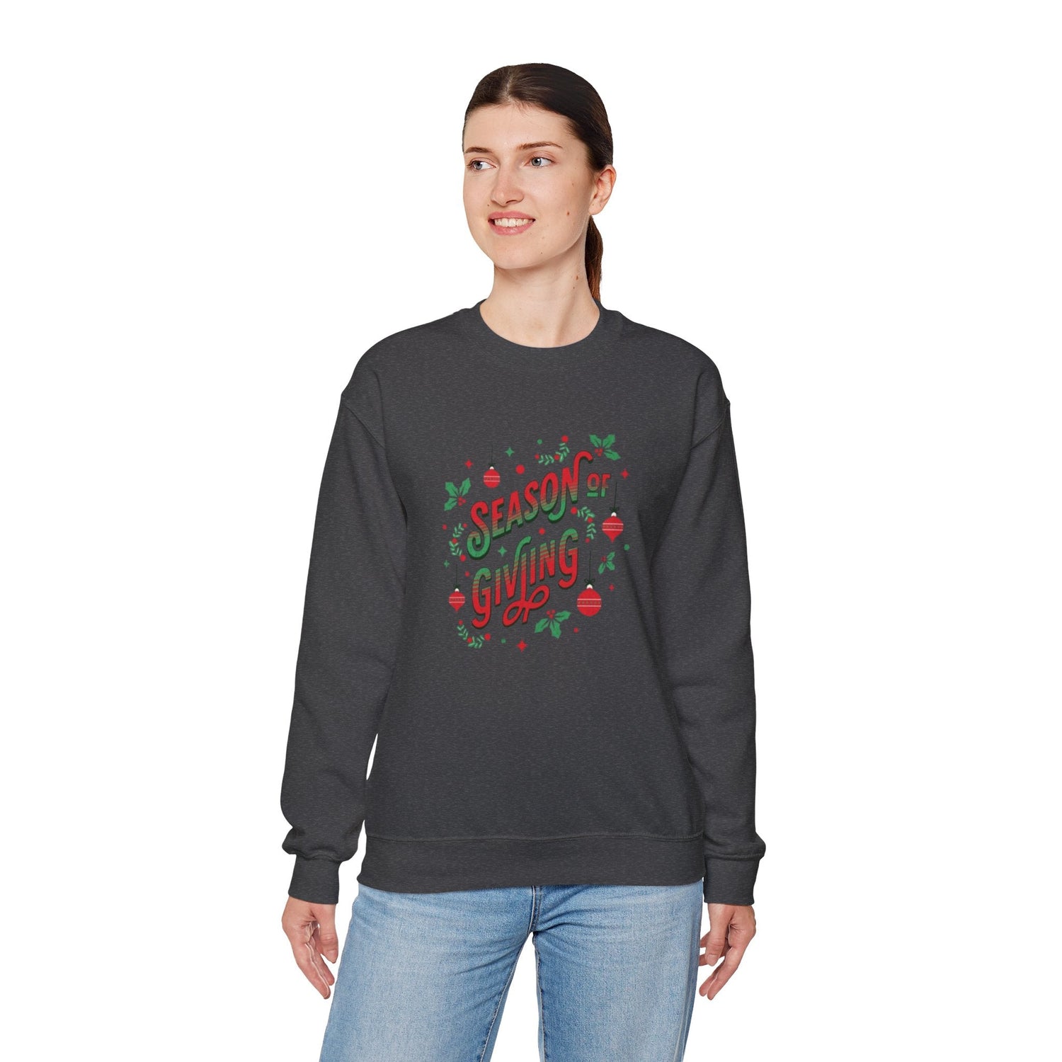 Cozy Holiday Sweatshirt Season of Giving Unisex Crewneck Perfect Gift Christmas Winter Wear Comfortable Stylish Heavy Blend Festive Sweatshirt Printify