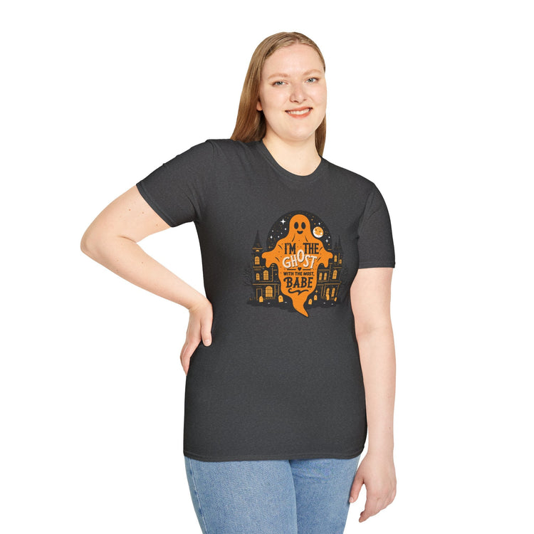 Halloween Ghost T-Shirt, Unisex Softstyle Tee for Halloween, Cute Halloween Shirt, Fall Festive Wear, Funny Ghost Design Printify