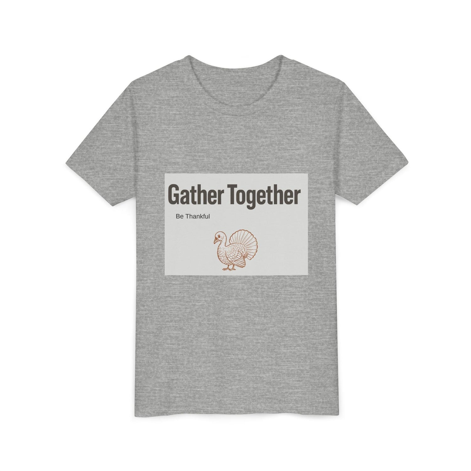 Gather Together Youth Tee - Thankful Thanksgiving Shirt, Kids Holiday T-Shirt, Family Gathering Outfit, Cute Fall Apparel, Youth [...] Printify