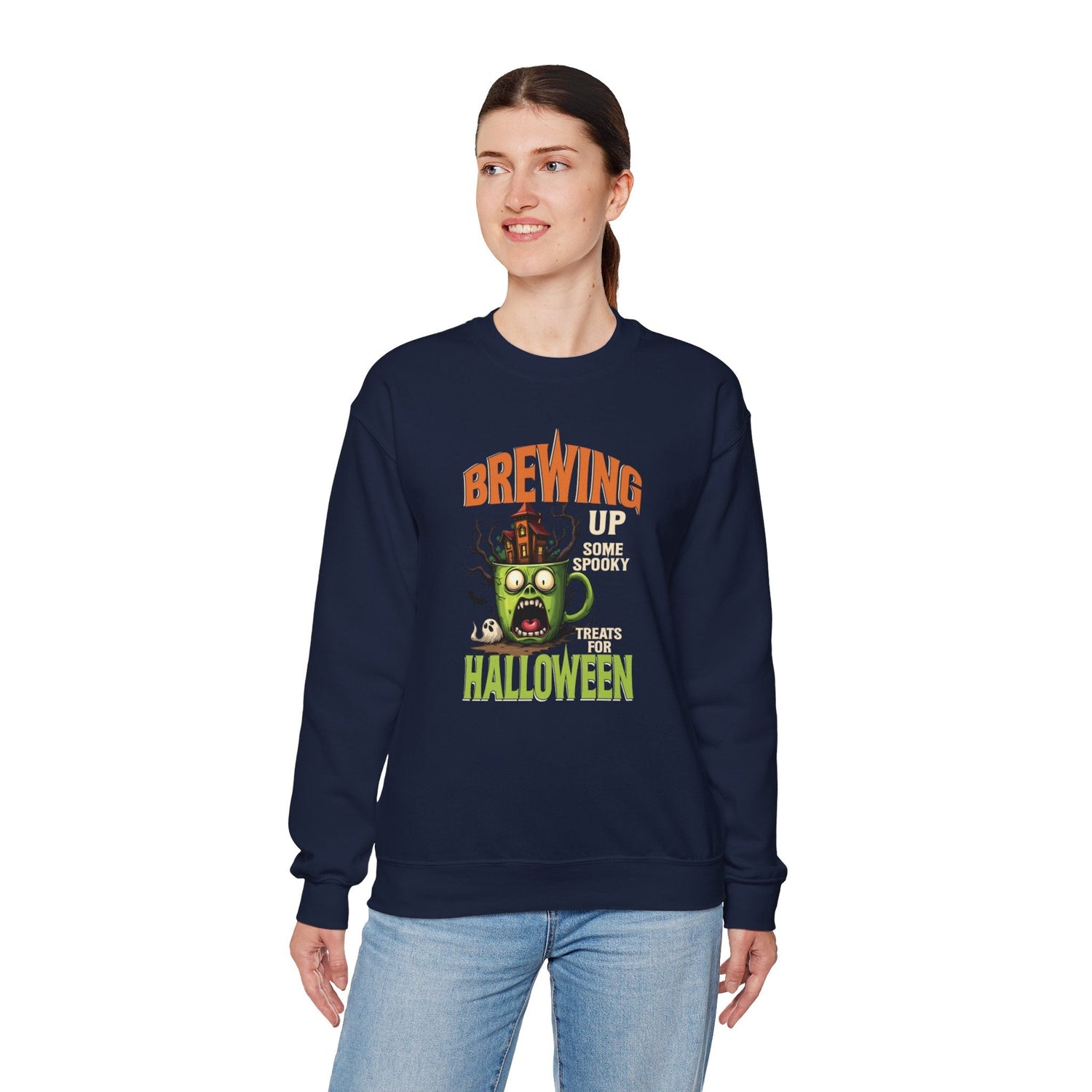 Skull Floral Crewneck Sweatshirt, Unisex Pullover Sweater, Halloween Apparel, Cozy Gift, Trendy Streetwear Printify