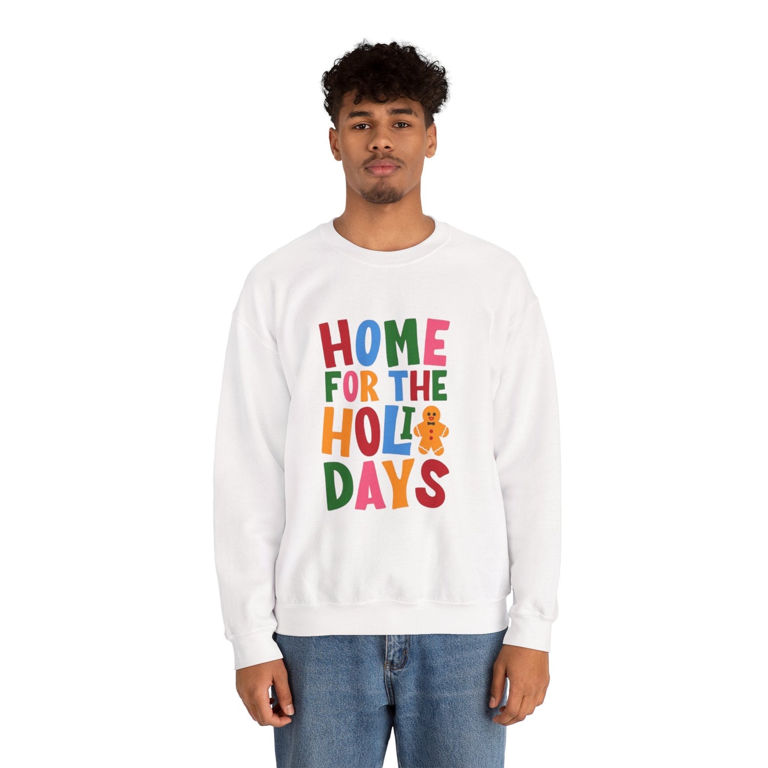 Home for the Holidays Crewneck Sweatshirt, Festive Sweater, Winter Apparel, Christmas Gift, Cozy Holiday Wear Printify