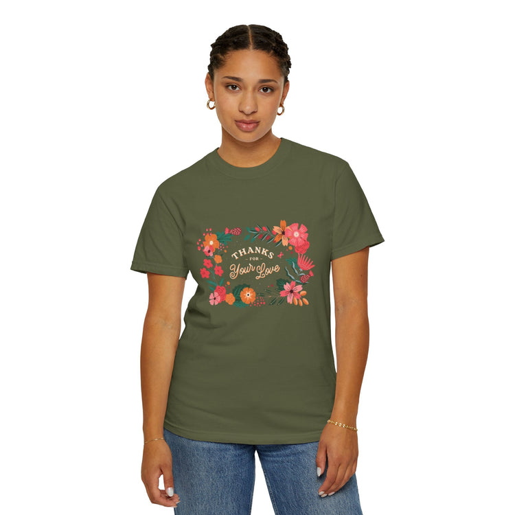Floral Thank You T-Shirt, Comfortable Gift Tee, Unisex Floral Tee, Casual Style Shirt, Appreciation Day Gift, Everyday Wear Printify