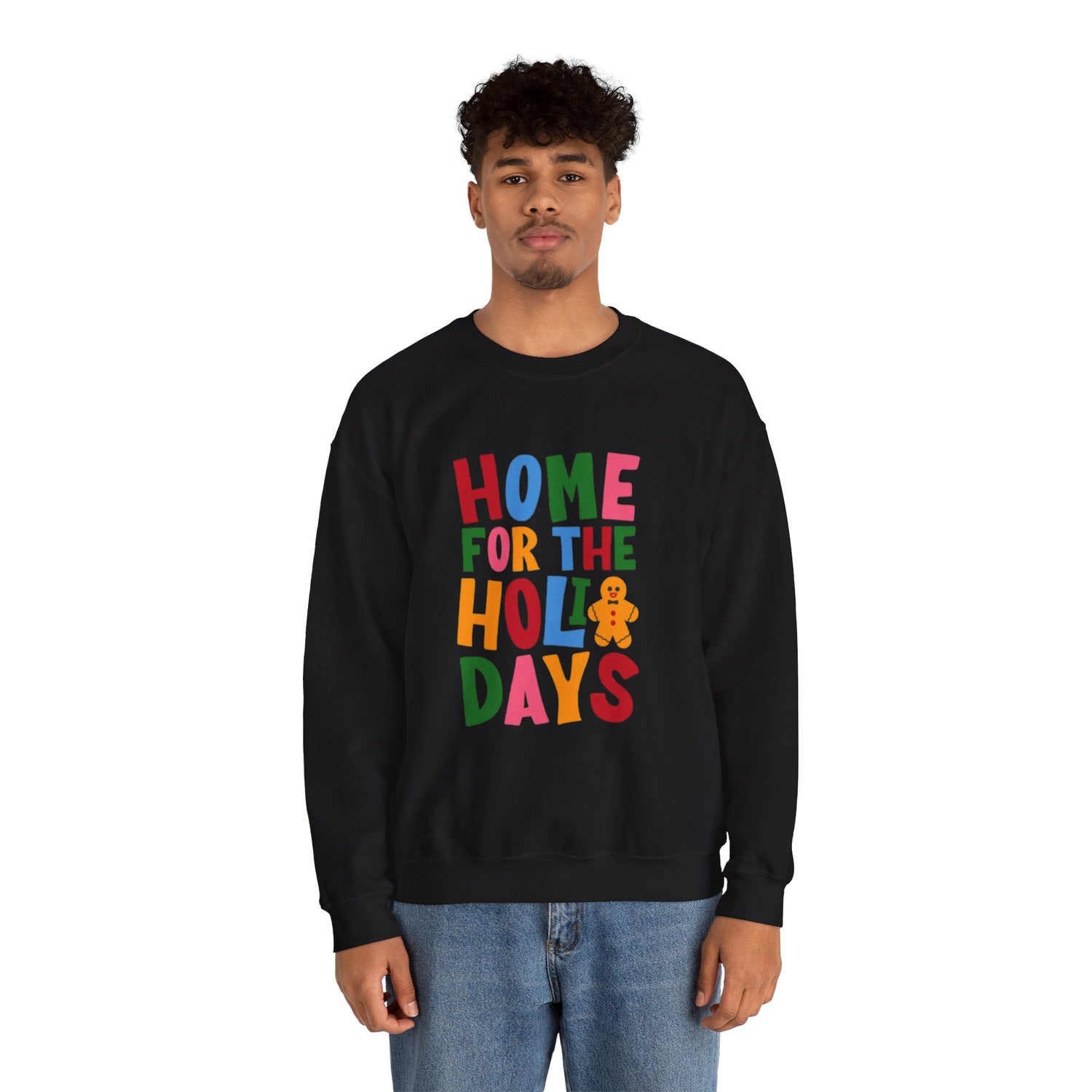 Home for the Holidays Crewneck Sweatshirt, Festive Sweater, Winter Apparel, Christmas Gift, Cozy Holiday Wear Printify