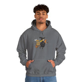 Halloween Witch and Cat Hoodie, Cozy Fall Sweatshirt, Scary Night Apparel, Unisex Ghostly Sweatshirt, Cute Halloween Gift Printify