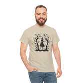 Whimsical Forest Silhouette Tee, Unisex Heavy Cotton T-Shirt, Fall Fashion, Halloween Shirt, Nature Lover Gift Printify
