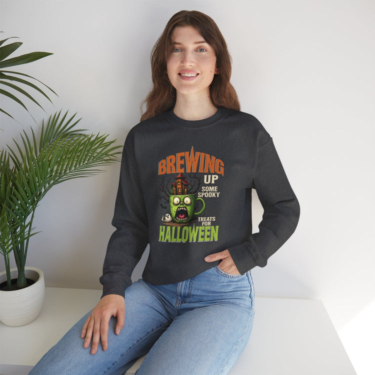 Skull Floral Crewneck Sweatshirt, Unisex Pullover Sweater, Halloween Apparel, Cozy Gift, Trendy Streetwear Printify