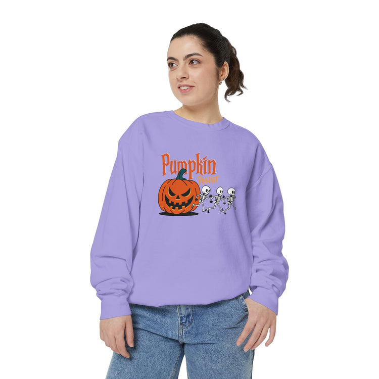 Pumpkin Skeleton Sweatshirt, Cozy Fall Apparel, Halloween Gift, Unisex Sweatshirt, Autumn Fashion Printify