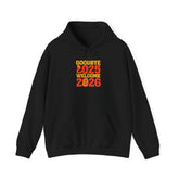 New Year Celebration Hoodie Goodbye 2025 Welcome 2026 Sweatshirt Cozy Gift Friends Unisex Pullover Trendy Winter Fashion Heavy Blend Hooded Printify