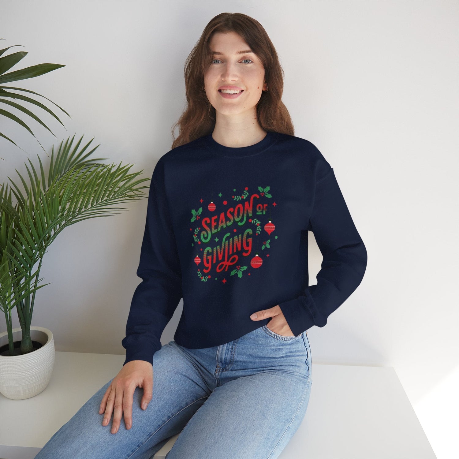 Cozy Holiday Sweatshirt Season of Giving Unisex Crewneck Perfect Gift Christmas Winter Wear Comfortable Stylish Heavy Blend Festive Sweatshirt Printify