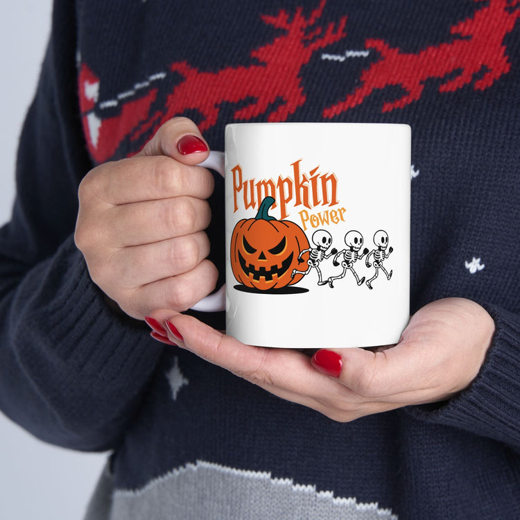 Halloween Skeleton Pumpkin Mug, Cute Coffee Cup, Fall Decor, Funny Gift for Halloween Lovers, Spooky Tea Mug, 11oz and 15oz Size Printify