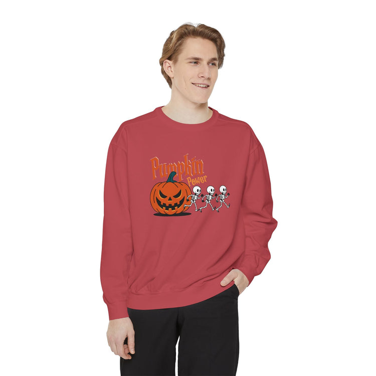Pumpkin Skeleton Sweatshirt, Cozy Fall Apparel, Halloween Gift, Unisex Sweatshirt, Autumn Fashion Printify