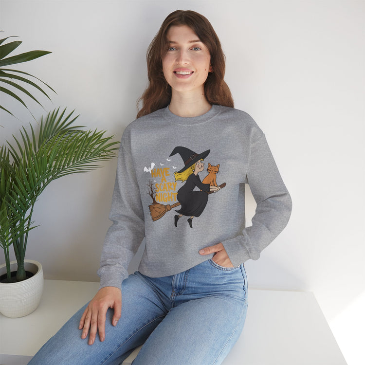 Halloween Witch Sweatshirt, Cozy Crewneck, Unisex Sweater, Spooky Season Apparel, Scary Night Gift, Fall Fashion Printify