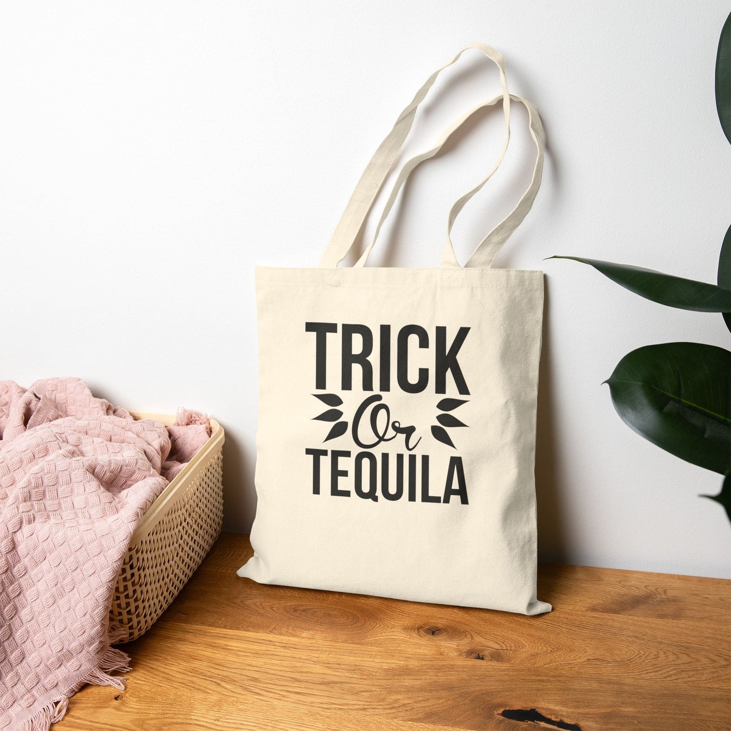 Halloween Trick or Tequila Tote Bag | Spooky Party Shopping Bag | Fall Festival Essential | Reusable Cotton Bag Printify