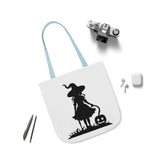 Halloween Witch Canvas Tote Bag, Spooky Treat Bag, Autumn Market Tote, Trick-or-Treat Bag, Gift for Witches, Seasonal Accessories Printify