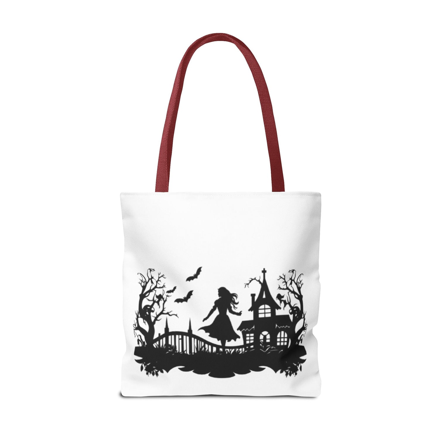 Spooky Silhouette Tote Bag - Halloween Gift, Witchy Style, Eco-Friendly Shopping, Causal Carryall, Gothic Art Design Printify