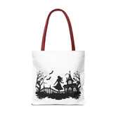 Spooky Silhouette Tote Bag - Halloween Gift, Witchy Style, Eco-Friendly Shopping, Causal Carryall, Gothic Art Design Printify