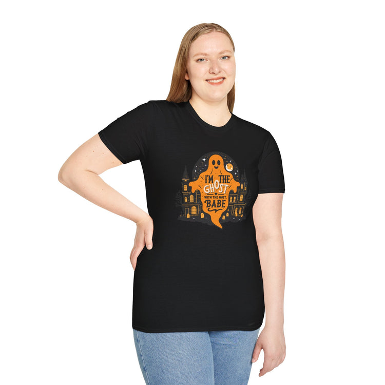Halloween Ghost T-Shirt, Unisex Softstyle Tee for Halloween, Cute Halloween Shirt, Fall Festive Wear, Funny Ghost Design Printify