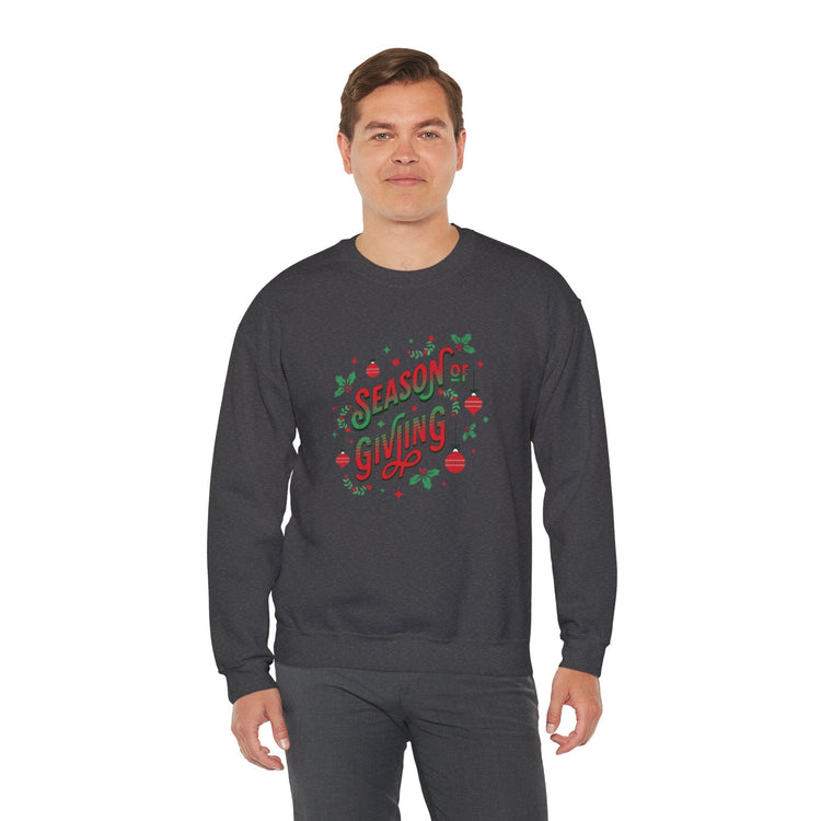 Cozy Holiday Sweatshirt Season of Giving Unisex Crewneck Perfect Gift Christmas Winter Wear Comfortable Stylish Heavy Blend Festive Sweatshirt Printify