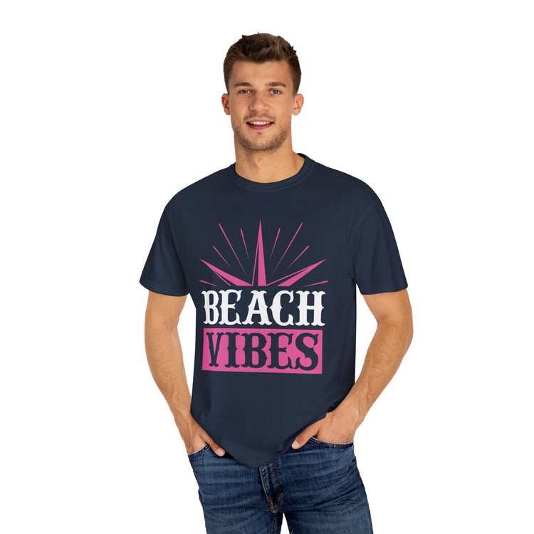 Beach Vibes Unisex Garment-Dyed T-Shirt, Summer Tee, Beachwear, Vacation Shirt, Gift for Surf Lovers, Casual Everyday Style Printify
